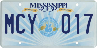 MS license plate MCY017