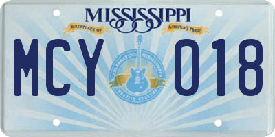 MS license plate MCY018