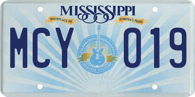 MS license plate MCY019