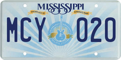 MS license plate MCY020