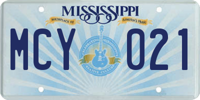 MS license plate MCY021