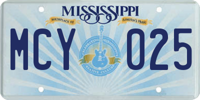 MS license plate MCY025