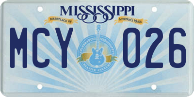 MS license plate MCY026