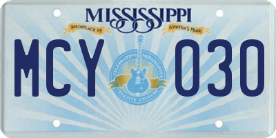 MS license plate MCY030