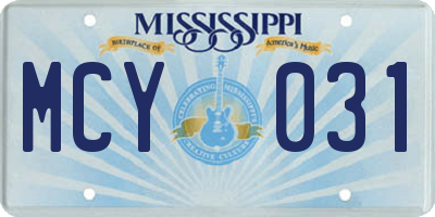 MS license plate MCY031