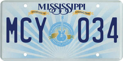 MS license plate MCY034