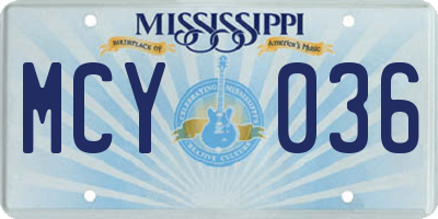 MS license plate MCY036