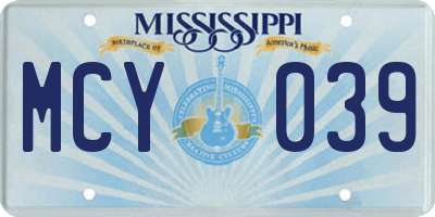 MS license plate MCY039