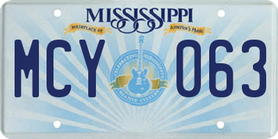 MS license plate MCY063