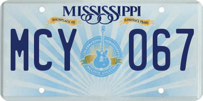 MS license plate MCY067