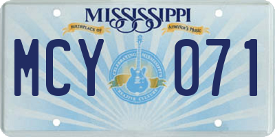 MS license plate MCY071