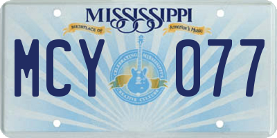 MS license plate MCY077