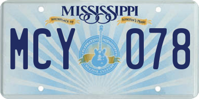 MS license plate MCY078