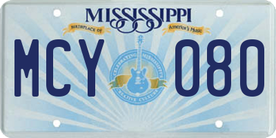 MS license plate MCY080