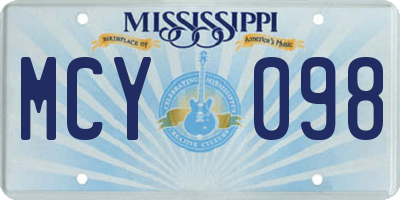 MS license plate MCY098