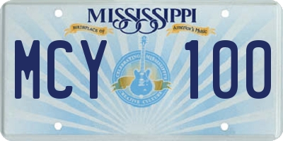 MS license plate MCY100