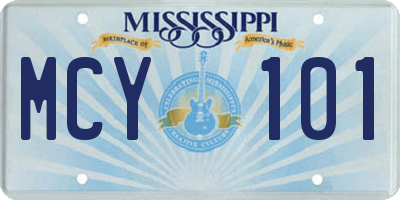 MS license plate MCY101