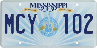 MS license plate MCY102