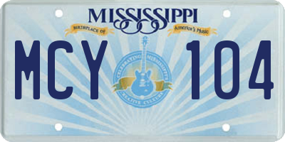 MS license plate MCY104