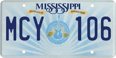 MS license plate MCY106