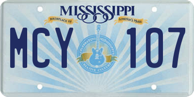 MS license plate MCY107