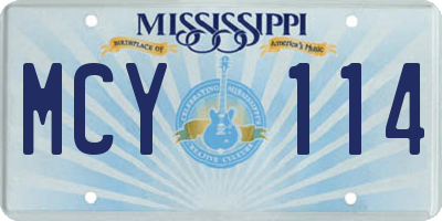 MS license plate MCY114