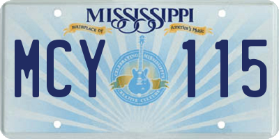 MS license plate MCY115