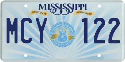 MS license plate MCY122