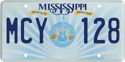 MS license plate MCY128