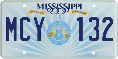 MS license plate MCY132