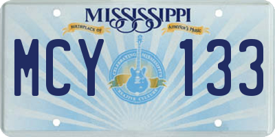 MS license plate MCY133