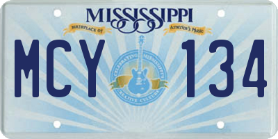MS license plate MCY134