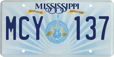 MS license plate MCY137