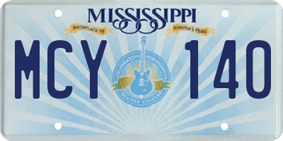 MS license plate MCY140