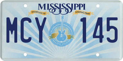 MS license plate MCY145