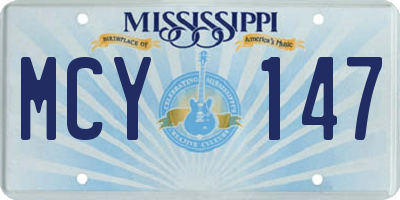 MS license plate MCY147