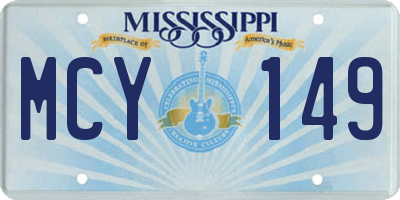 MS license plate MCY149
