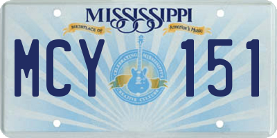 MS license plate MCY151