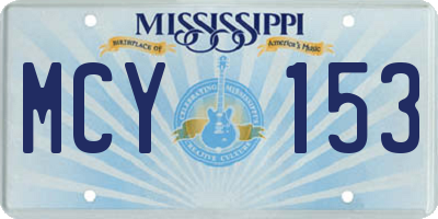 MS license plate MCY153