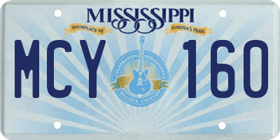 MS license plate MCY160