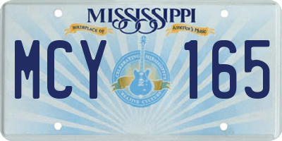 MS license plate MCY165