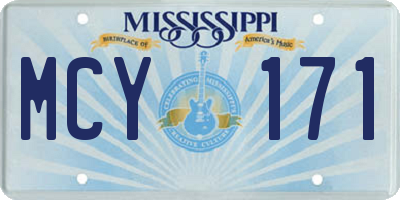 MS license plate MCY171