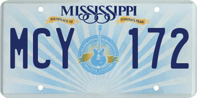 MS license plate MCY172