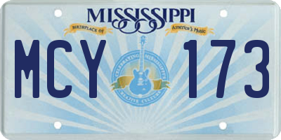 MS license plate MCY173
