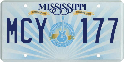 MS license plate MCY177