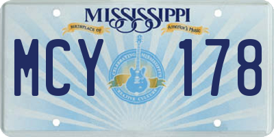 MS license plate MCY178