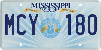MS license plate MCY180
