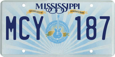 MS license plate MCY187