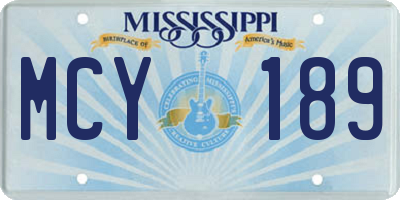 MS license plate MCY189