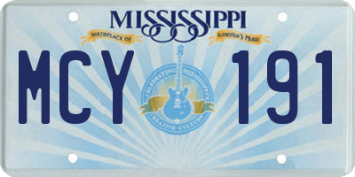 MS license plate MCY191